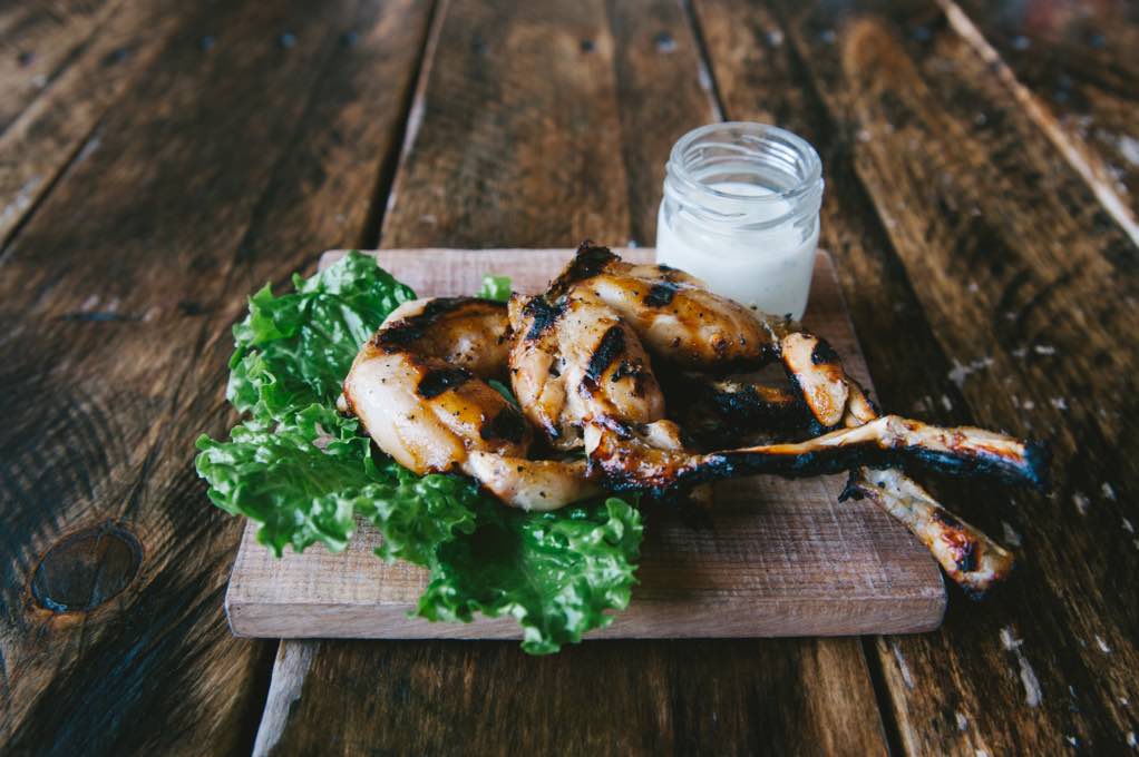 grilled hellbelly frogs legs at hillbilly tea